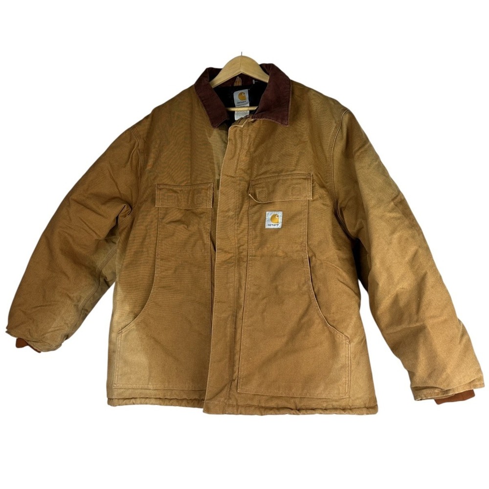 *Flawed Carhartt Arctic Duck Coat 2XL Quilt Lined Corduroy Collar USA C003 BRN - Picture 12 of 16